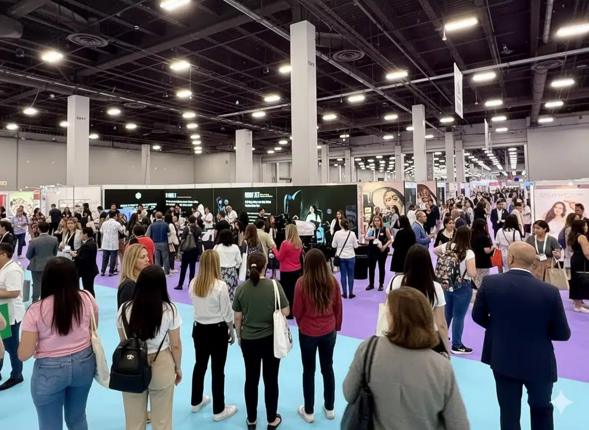 Visitors on the Cosmoprof Las Vegas 2025 show floor near the U-MINE display