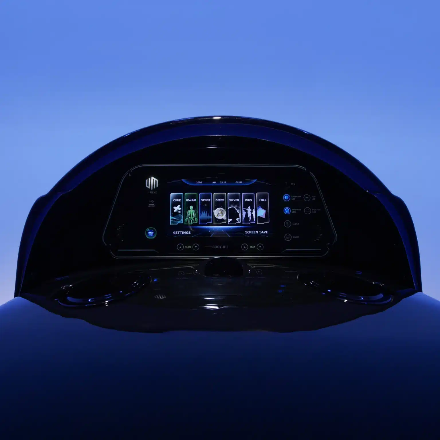 The complete integrated BODYJET control panel and touchscreen