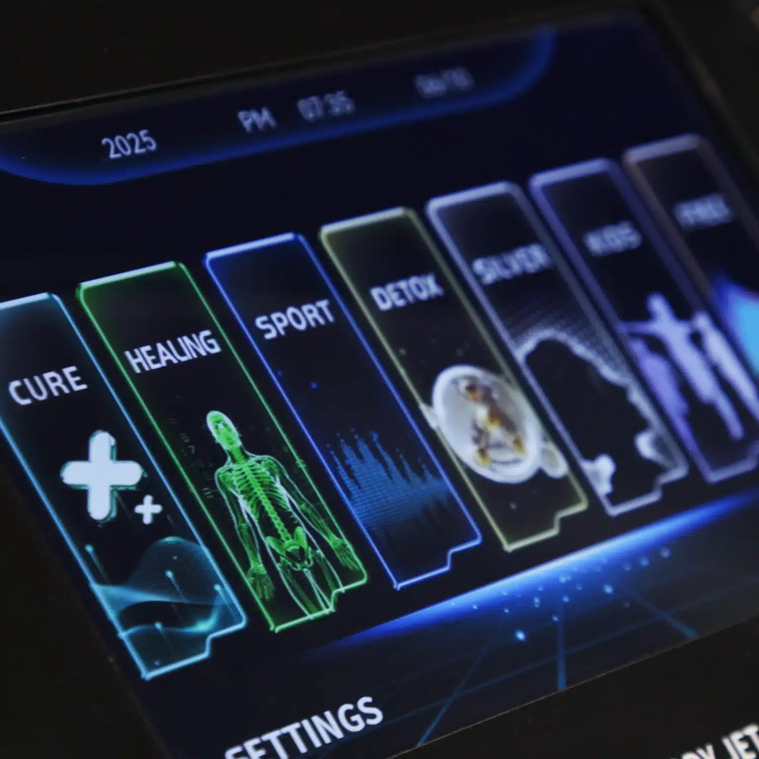 A close view of the photographed BODYJET program selection screen