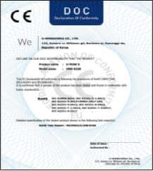 Supplied declaration of conformity bearing a CE mark.
