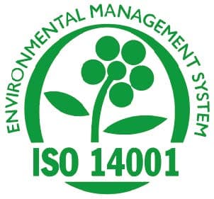 Supplied green ISO 14001 environmental management system reference graphic.